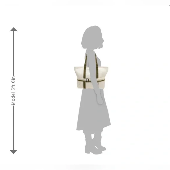 NEW Ivory/Green Canvas Tote With Travel Band - Picture 7 of 7